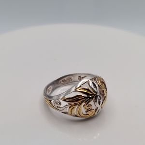 SS 925 Filigree 6.5 sz Ring w/ gold overlay.